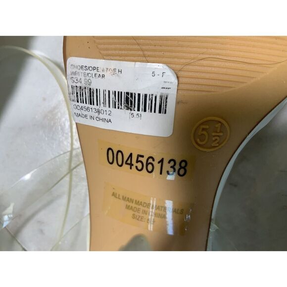 Wild Diva White Clear Strap Square Toe Block Heel Mule Shoes Size 7 4 Inch Heel - Picture 8 of 9